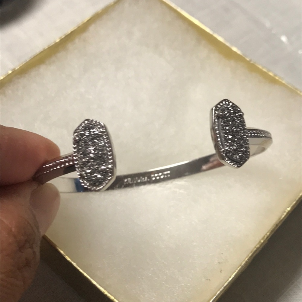 Elton Silver Cuff Bracelet in Platinum Drusy